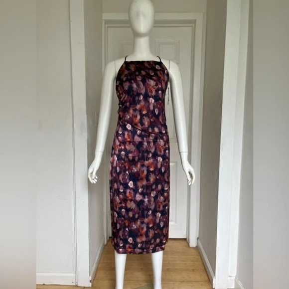RRP$320 JASON WU Midi Pencil Midi Dress Size XS Brown Spaghetti Straps Tie Dye - Picture 1 of 14